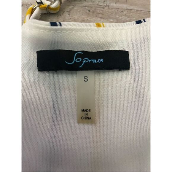 Soprano Halter Crop Top Striped Summer Spaghetti Strap Tie Back Women’s Sz Small - Picture 5 of 6